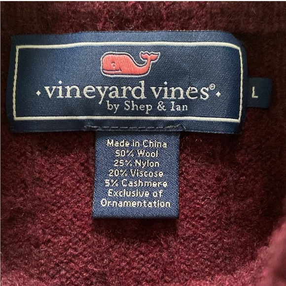 Vineyard Vines Wool/Cashmere Blend Cable Knit 1/4 Zip Sweater Size L - Picture 6 of 11